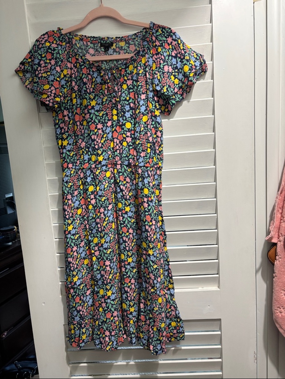 Floral Short-Sleeve Sundress - Pink, Yellow & Blue